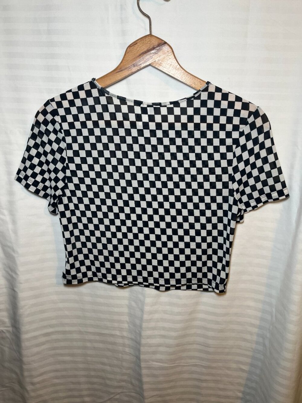 H&M Black White Checkered Crop Top Size L - Picture 3 of 3